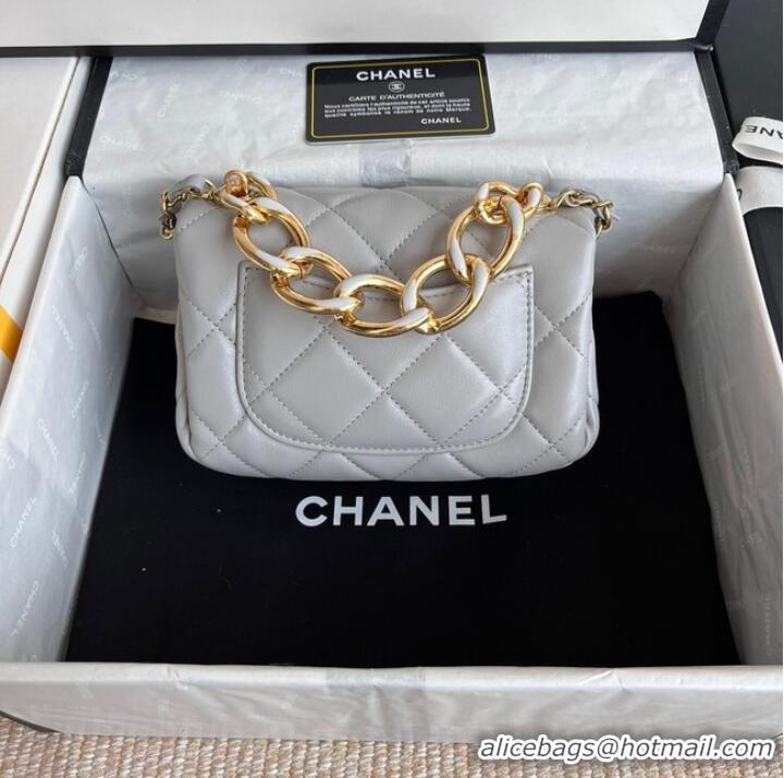 Buy Fashionable Chanel FLAP BAG Lambskin & Gold-Tone Metal AS3375 gray