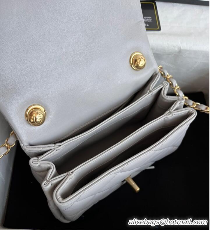 Buy Fashionable Chanel FLAP BAG Lambskin & Gold-Tone Metal AS3375 gray