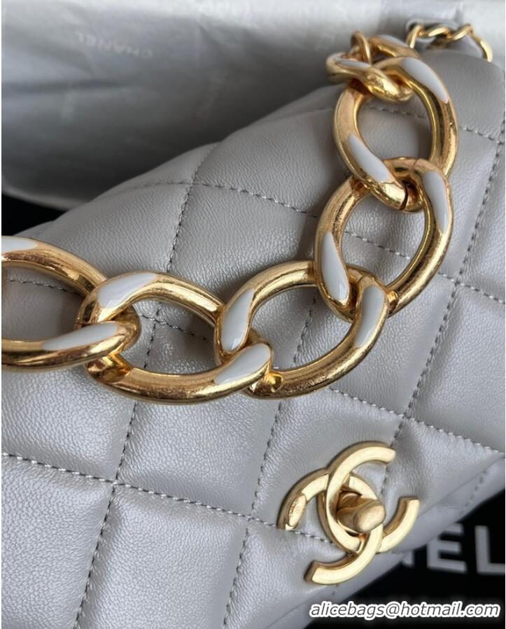 Buy Fashionable Chanel FLAP BAG Lambskin & Gold-Tone Metal AS3375 gray