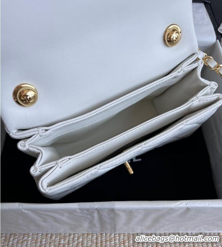 Pretty Style Chanel FLAP BAG Lambskin & Gold-Tone Metal AS3366 white