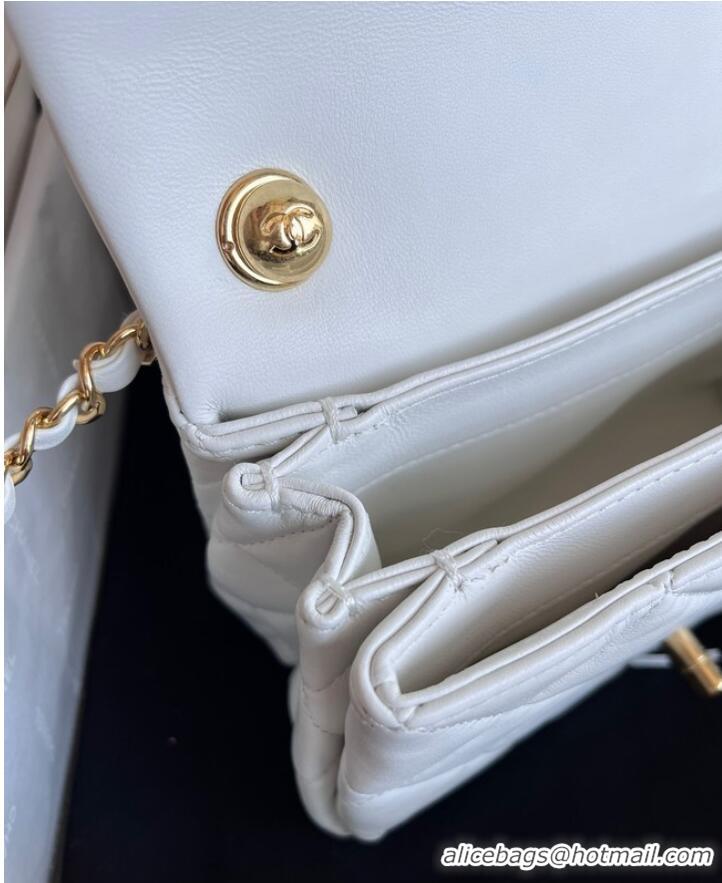 Pretty Style Chanel FLAP BAG Lambskin & Gold-Tone Metal AS3366 white