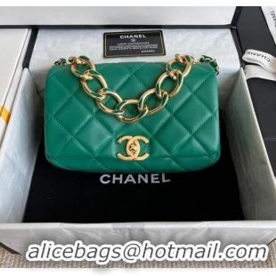 Reasonable Price Chanel FLAP BAG Lambskin & Gold-Tone Metal AS3366 green