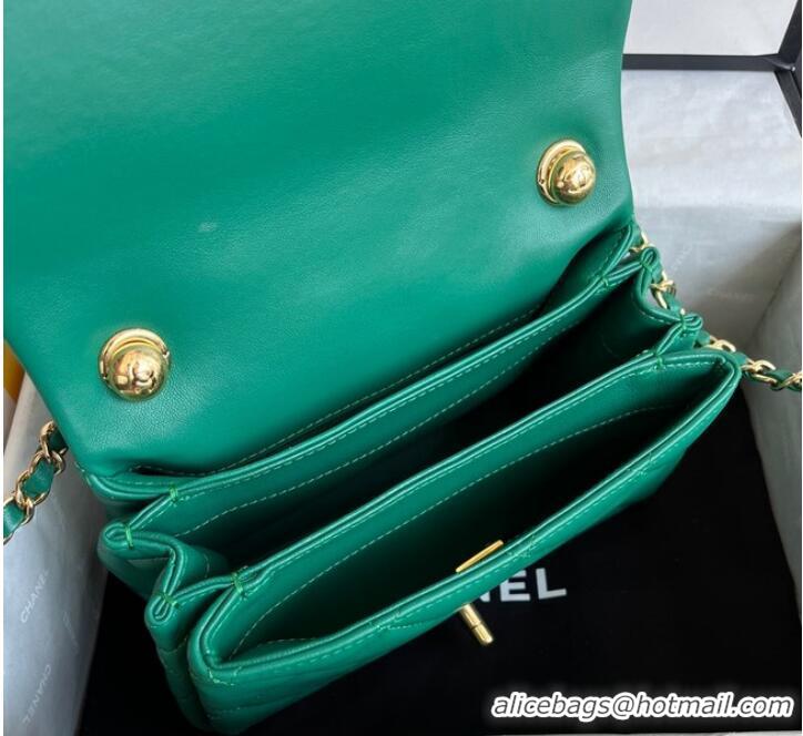 Reasonable Price Chanel FLAP BAG Lambskin & Gold-Tone Metal AS3366 green