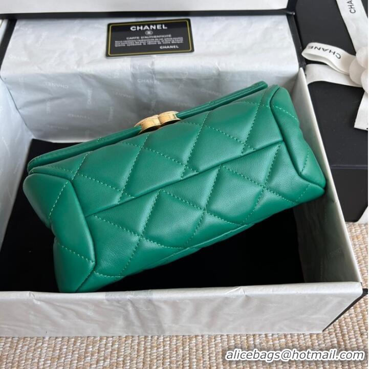 Reasonable Price Chanel FLAP BAG Lambskin & Gold-Tone Metal AS3366 green