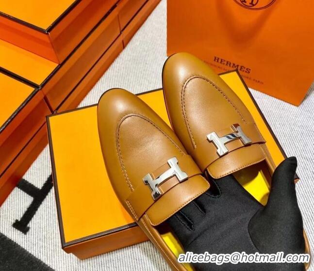 Sumptuous Hermes Pairs Loafer in Calfskin Yellow/Brown 0611058