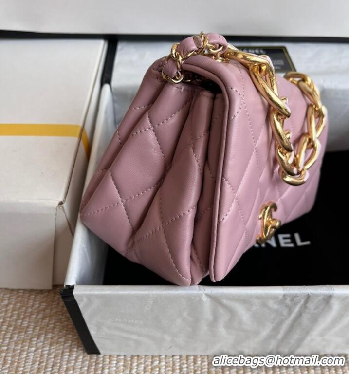 Pretty Style Chanel FLAP BAG Lambskin & Gold-Tone Metal AS3366 pink