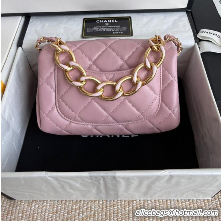 Pretty Style Chanel FLAP BAG Lambskin & Gold-Tone Metal AS3366 pink