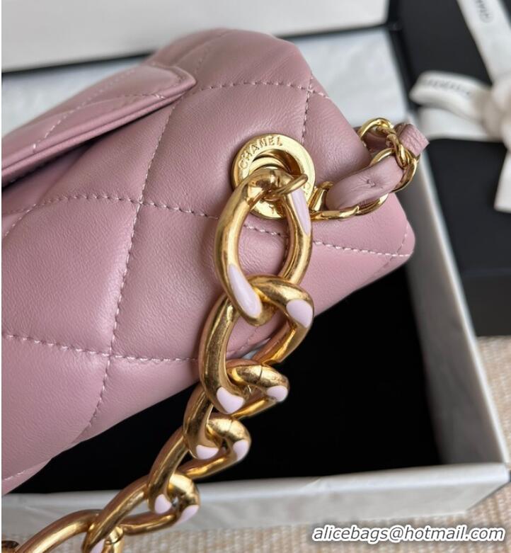 Pretty Style Chanel FLAP BAG Lambskin & Gold-Tone Metal AS3366 pink