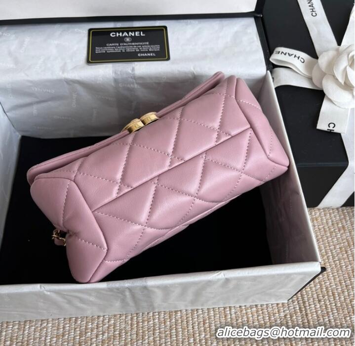 Pretty Style Chanel FLAP BAG Lambskin & Gold-Tone Metal AS3366 pink