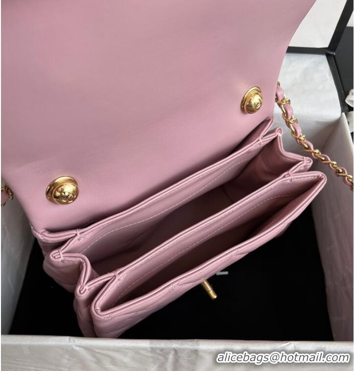 Pretty Style Chanel FLAP BAG Lambskin & Gold-Tone Metal AS3366 pink