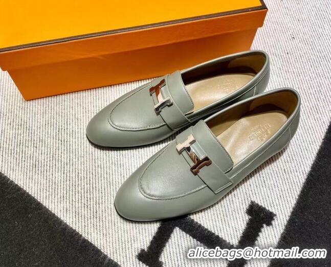 Purchase Hermes Pairs Loafer in Calfskin Grey 0611059