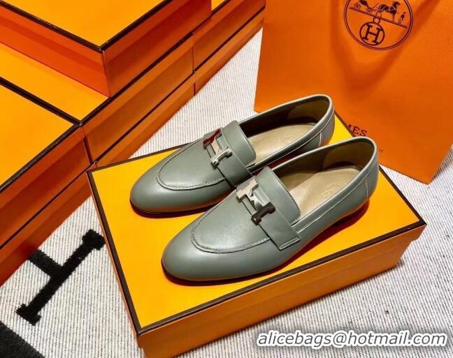 Purchase Hermes Pairs Loafer in Calfskin Grey 0611059