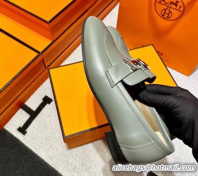 Purchase Hermes Pairs Loafer in Calfskin Grey 0611059