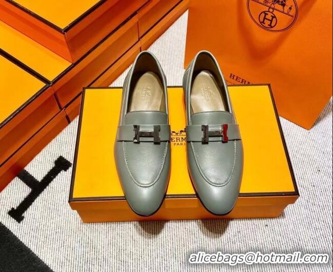 Purchase Hermes Pairs Loafer in Calfskin Grey 0611059