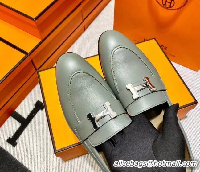 Purchase Hermes Pairs Loafer in Calfskin Grey 0611059