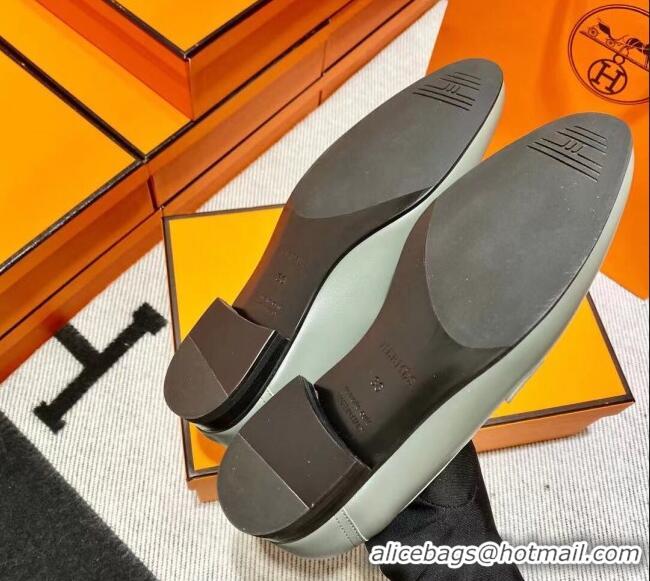 Purchase Hermes Pairs Loafer in Calfskin Grey 0611059