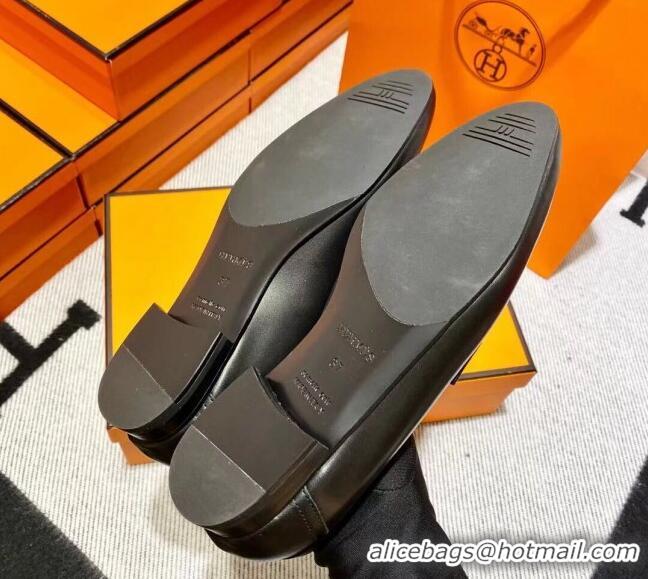 Stylish Hermes Pairs Loafer in Calfskin Black/White 0611061