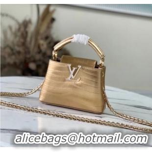 Popular Style Louis Vuitton crocodile skin CAPUCINES MINI M81190 gold