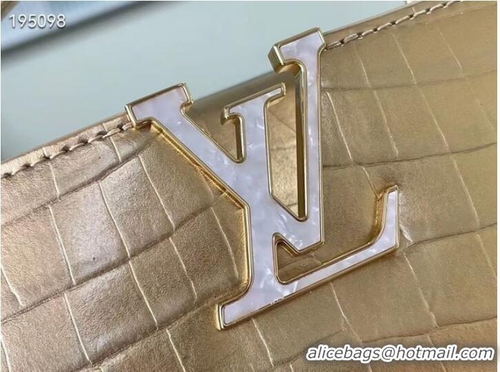 Popular Style Louis Vuitton crocodile skin CAPUCINES MINI M81190 gold