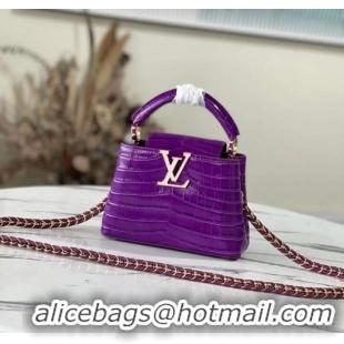 Cheapest Louis Vuitton crocodile skin CAPUCINES MINI M81190 purple