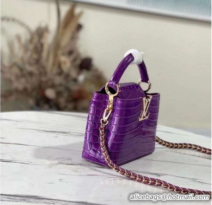 Cheapest Louis Vuitton crocodile skin CAPUCINES MINI M81190 purple