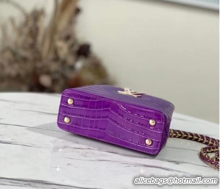 Cheapest Louis Vuitton crocodile skin CAPUCINES MINI M81190 purple