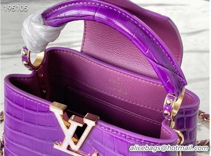 Cheapest Louis Vuitton crocodile skin CAPUCINES MINI M81190 purple