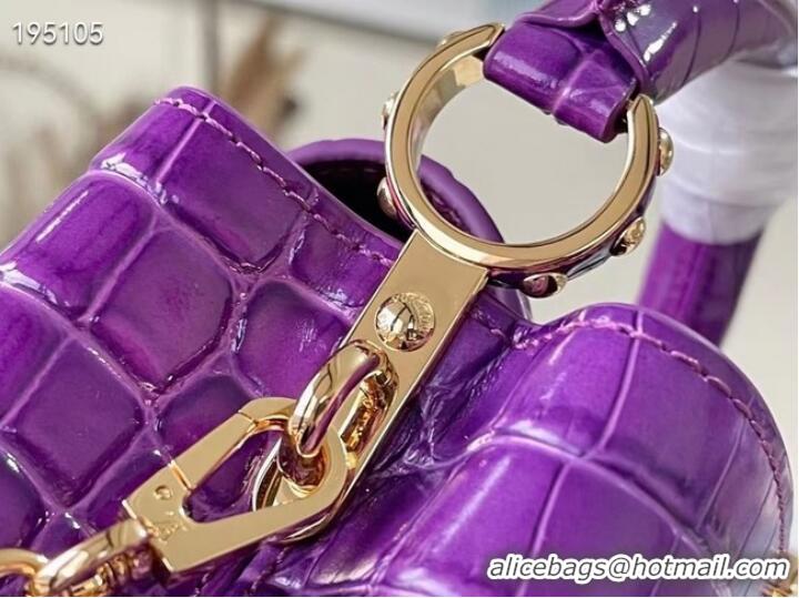 Cheapest Louis Vuitton crocodile skin CAPUCINES MINI M81190 purple