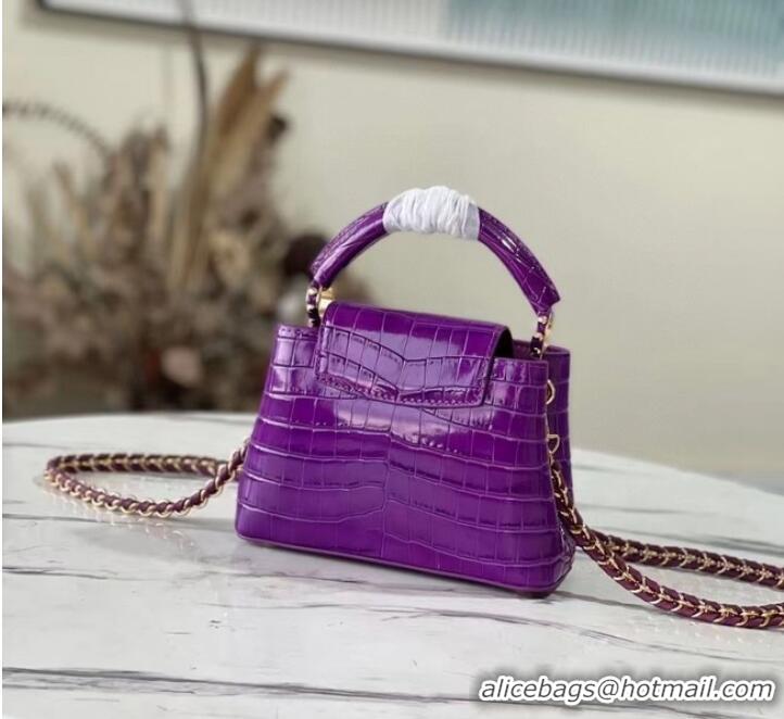 Cheapest Louis Vuitton crocodile skin CAPUCINES MINI M81190 purple