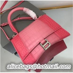 Top Quality Balenciaga HOURGLASS SMALL HANDBAG EMBOSSED CALFSKIN 59354 pink