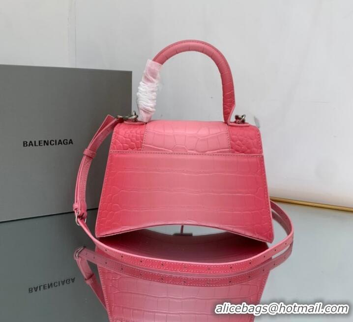 Top Quality Balenciaga HOURGLASS SMALL HANDBAG EMBOSSED CALFSKIN 59354 pink