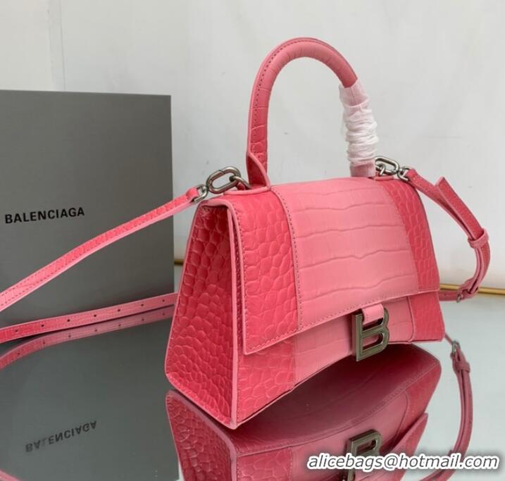 Top Quality Balenciaga HOURGLASS SMALL HANDBAG EMBOSSED CALFSKIN 59354 pink