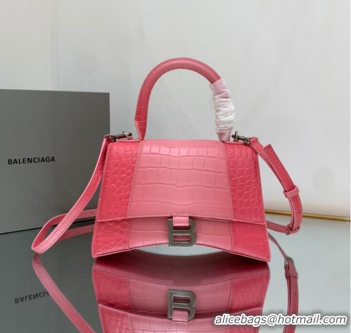 Top Quality Balenciaga HOURGLASS SMALL HANDBAG EMBOSSED CALFSKIN 59354 pink