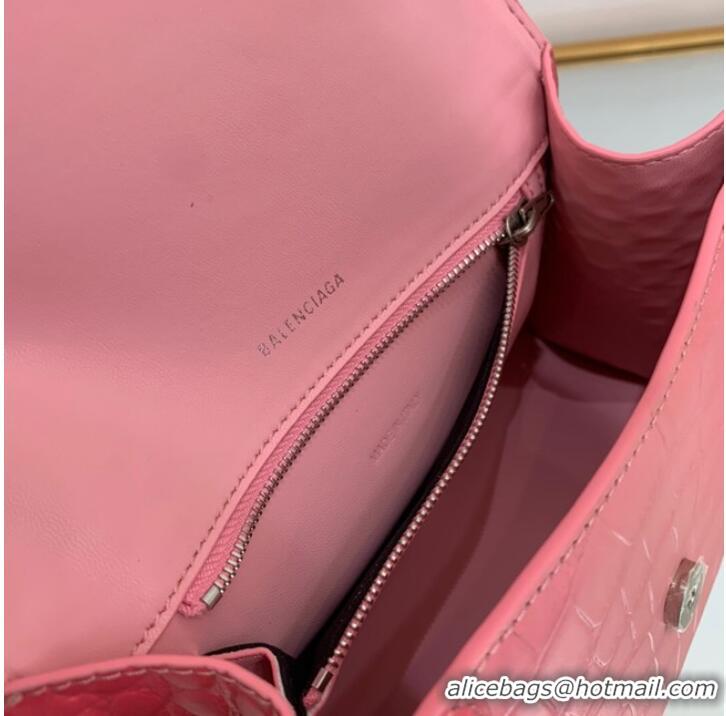 Top Quality Balenciaga HOURGLASS SMALL HANDBAG EMBOSSED CALFSKIN 59354 pink