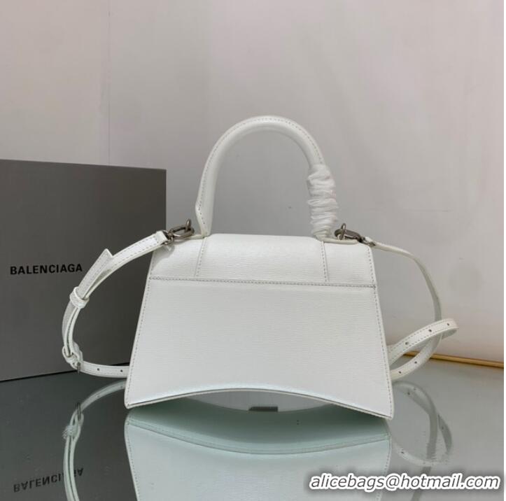 Buy Fashionable Balenciaga HOURGLASS SMALL TOP HANDLE BAG 592834 WHITE&Silver