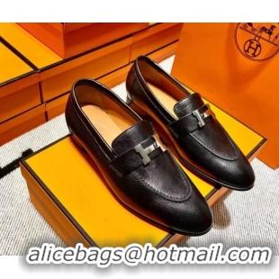 Duplicate Hermes Pairs Loafer in Calfskin Black 0611064