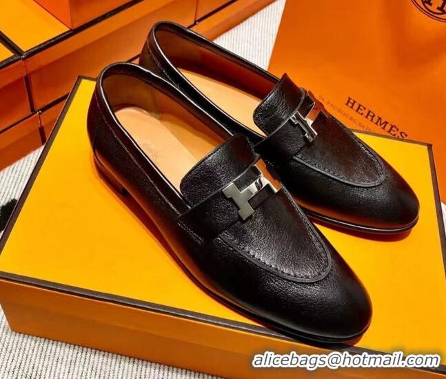 Duplicate Hermes Pairs Loafer in Calfskin Black 0611064