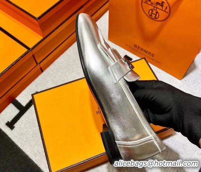 Lower Price Hermes Royal Loafer in Calfskin Silver 611072