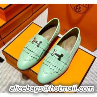 Hot Style Hermes Royal Loafer in Calfskin Light Green 611077