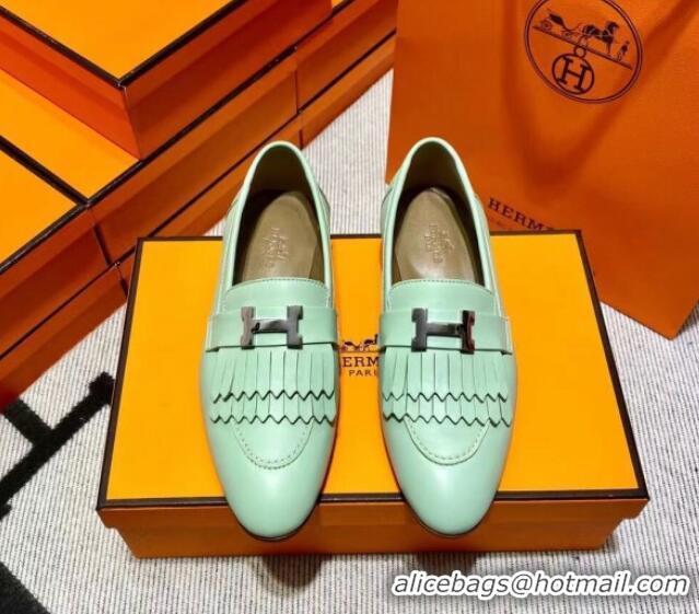 Hot Style Hermes Royal Loafer in Calfskin Light Green 611077