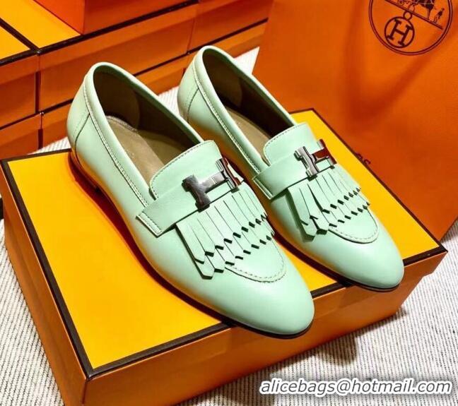 Hot Style Hermes Royal Loafer in Calfskin Light Green 611077