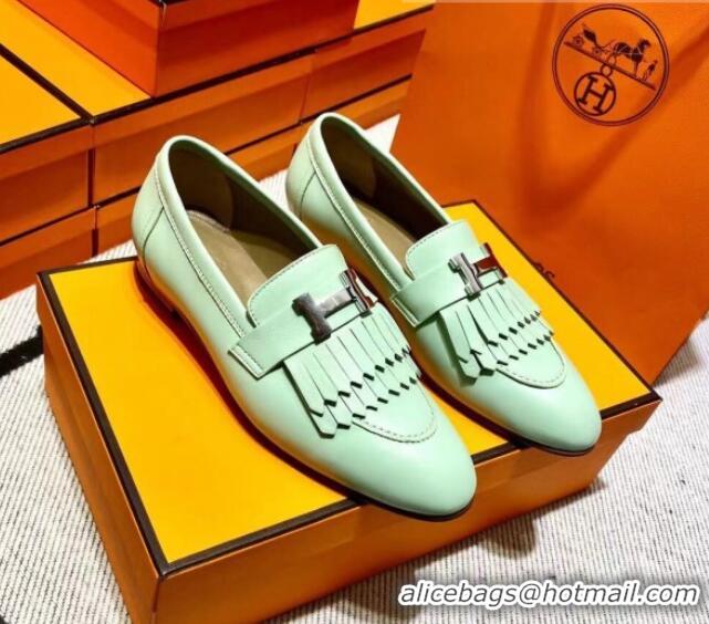 Hot Style Hermes Royal Loafer in Calfskin Light Green 611077