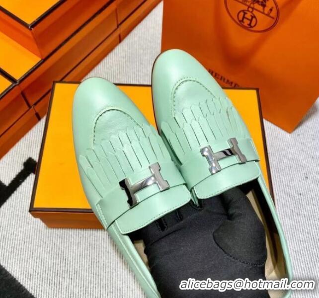 Hot Style Hermes Royal Loafer in Calfskin Light Green 611077