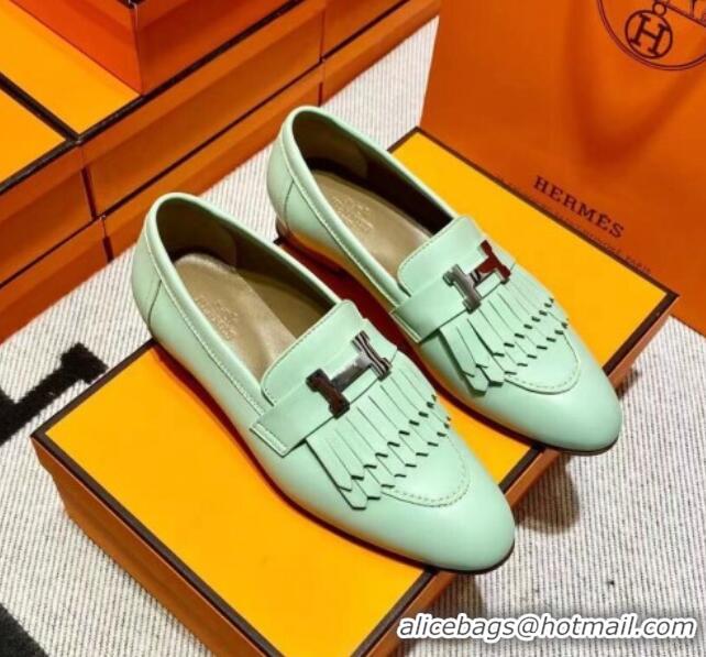 Hot Style Hermes Royal Loafer in Calfskin Light Green 611077