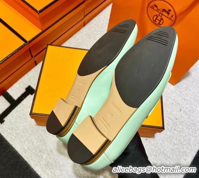 Hot Style Hermes Royal Loafer in Calfskin Light Green 611077