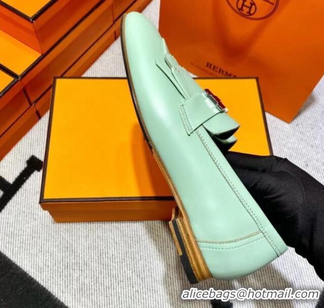 Hot Style Hermes Royal Loafer in Calfskin Light Green 611077