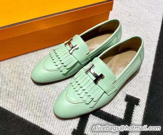 Hot Style Hermes Royal Loafer in Calfskin Light Green 611077