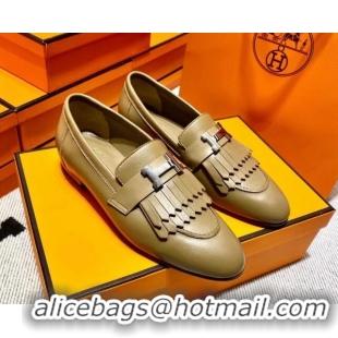 Pretty Style Hermes Royal Loafer in Calfskin Brown 611078