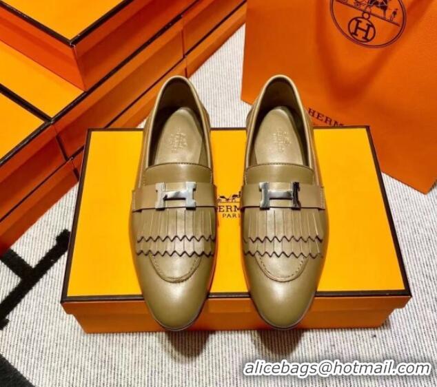 Pretty Style Hermes Royal Loafer in Calfskin Brown 611078