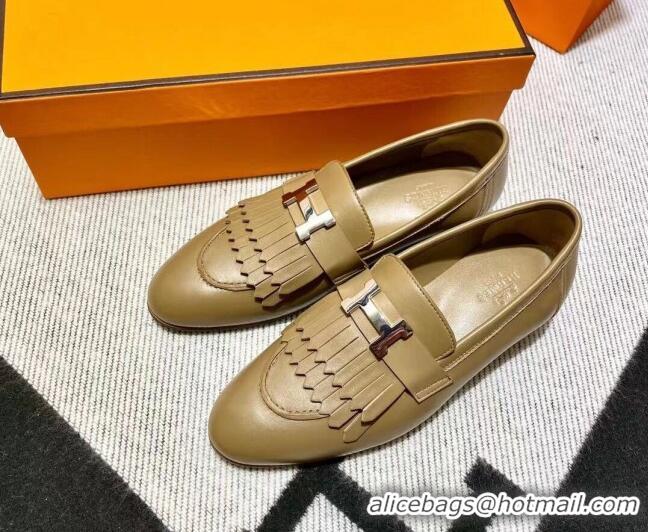 Pretty Style Hermes Royal Loafer in Calfskin Brown 611078